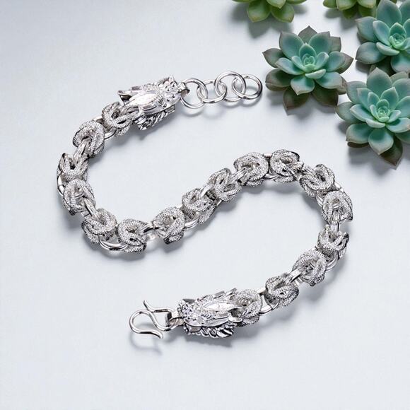 Dragon Scale Byzantine faucet dragon 925 Sterling Silver bracelet 8inches Heavy - Picture 6 of 8